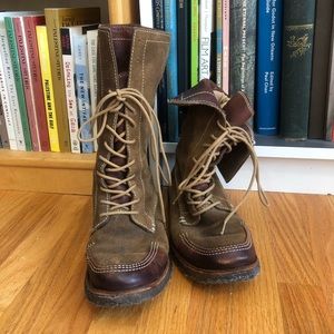 Frye Brown Suede Combat Boots